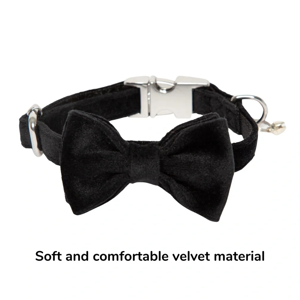 Black Velvet Cat Collar with Bow tie